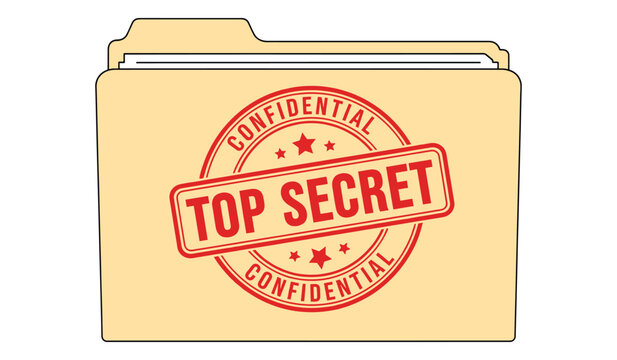 Top secret confidential file folder with stamp