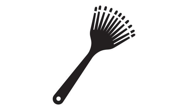 Black plastic back scratcher with long handle and wide fan shaped head