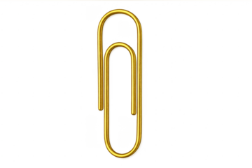 Golden paperclip holding papers together office supply
