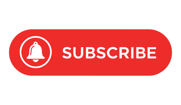 Red subscribe button with bell icon on white background