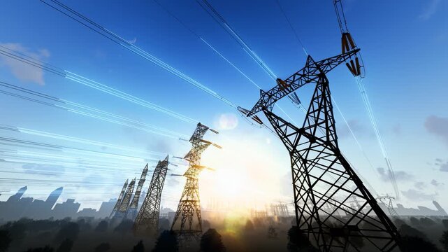 High-voltage power line tower current transmission