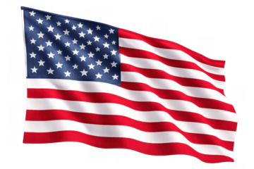 United states flag waving, symbolizing patriotism, freedom, and national pride, with a transparent background