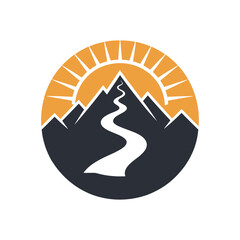 Mountain sunrise with winding path