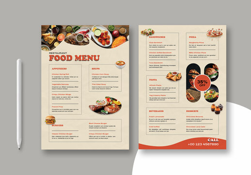 Food Menu Template Layout