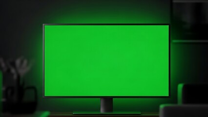 blank chroma key green screen for TV receiver monitor