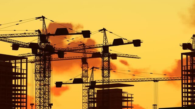 The tower crane under construction at the construction site is delayed