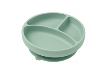 Mint green silicone baby plate with suction base
