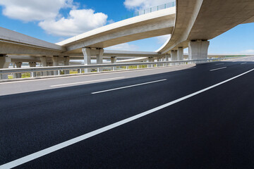 Asphalt Highway with Overpass Interchange Structure