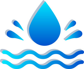 3D Water Splash Liquid Drop Isolated on Transparent Background