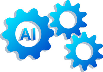 3D Artificial Intelligence Development Gear Isolated on Transparent Background