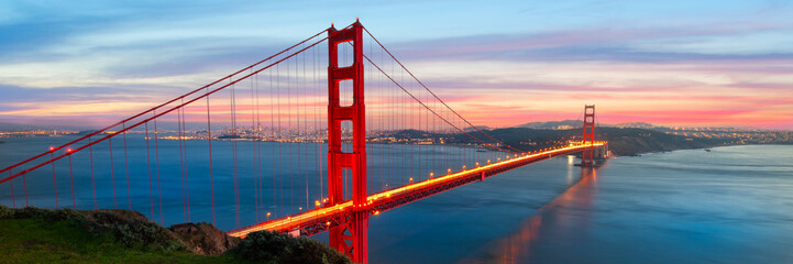 Golden Gate Bridge at Golden Hour Panorama, San Francisco, California	