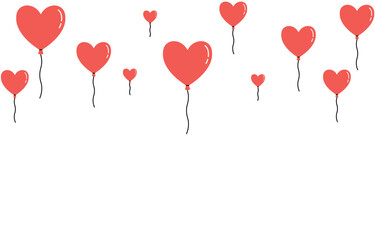 A red heart-shaped balloon. Flying balloons PNG. Valentine&rsquo;s Day decoration.