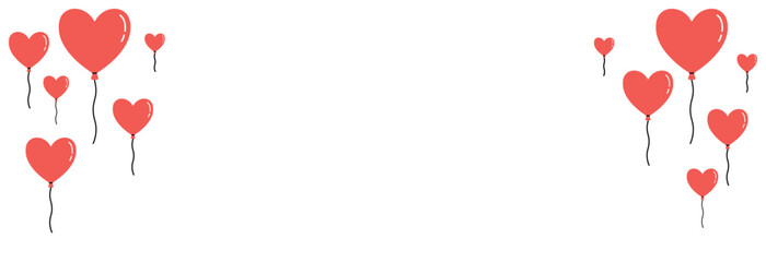 A red heart-shaped balloon. Flying balloons PNG. Valentine&rsquo;s Day decoration.