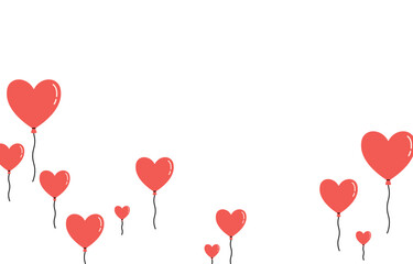 A red heart-shaped balloon. Flying balloons PNG. Valentine&rsquo;s Day decoration.