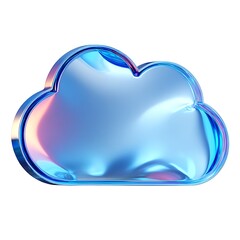 Title Premium 3D Glossy Blue Glass Cloud Computing Icon Isolated on White Background for Modern Data Storage Network Technology and Web Interface Design
