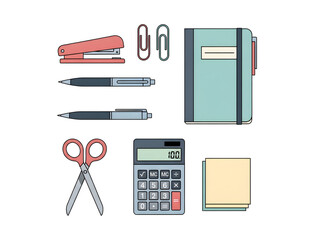 Modern Office Workspace Equipment Isolated on Transparent Background