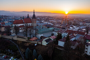 Nowy Sącz zachód słońca z powietrza © Maciej G. Szling