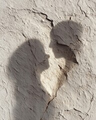 Abstract Couple Symbol Formed by Gentle Wall Shadows