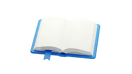 Open Blue Book with Blank Pages and Bookmark