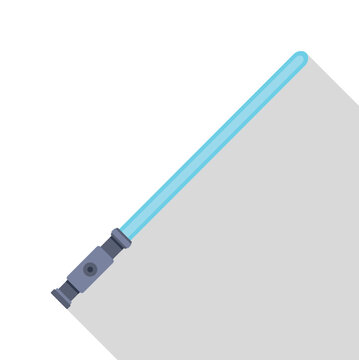 Futuristic energy sword creating long shadow on a light background