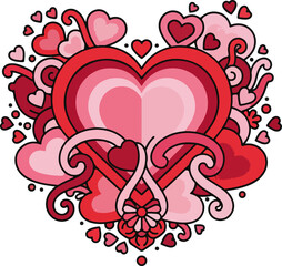 Romantic Valentine Love Heart Vector Illustration With Bold Colors And Thick Lines