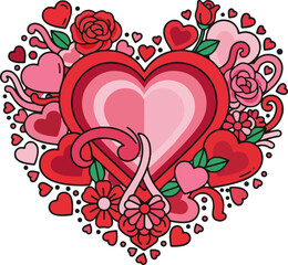 Valentine Seamless Pattern With Hearts Flowers And Romantic Elements Vector