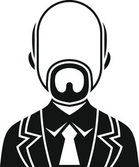 Stylized bald man with a beard wearing a suit and tie as a business avatar