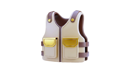 3D Render of a Tan Tactical Vest with Gold Accents