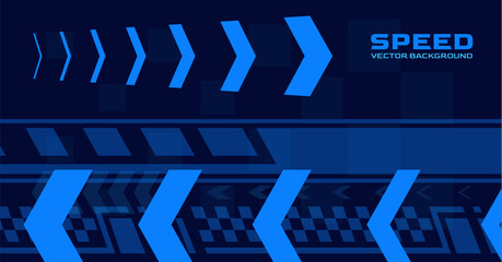 Abstract blue vector background with racing stripes and checkered flags. © sabelskaya