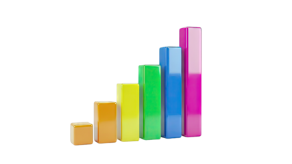 Colorful Bar Graph Rising on White Background