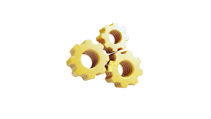 Golden Gears Interlocking on White Background