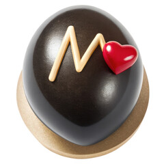 Delightful dessert featuring chocolate and heart design isolated on a clean white background