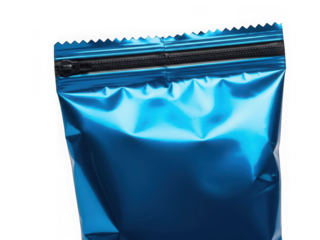 Blue zippered pouch isolated on transparent background