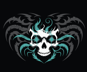 A modern skull illustration concept with built in shapes and editable elements.