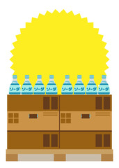 陳列されたペットボトルのソーダのイラスト