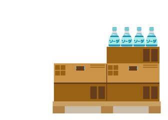 陳列されたペットボトルのソーダのイラスト