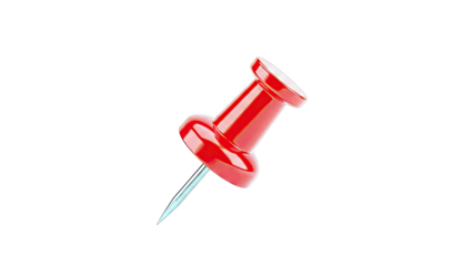 Red Push Pin Isolated on White Background