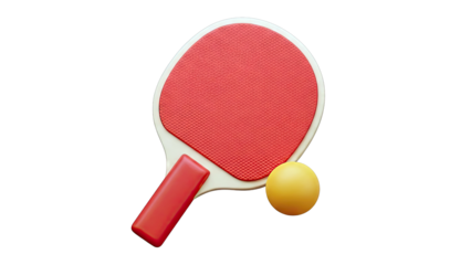 Red and Yellow Ping Pong Paddle and Ball