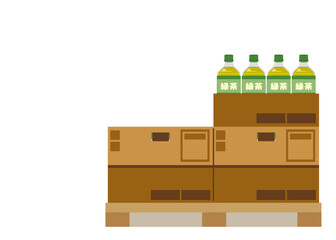 陳列されたペットボトルの緑茶のイラスト