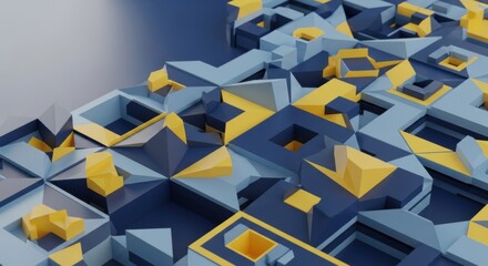 Geometric Abstraction with Interlocking Shapes in Harmonious Color Palette