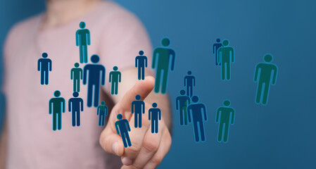 Abstract business concept of a team, digital connection, and the power of teamwork. Networking and ideas