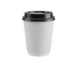 Disposable coffee cup with lid isolated on transparent background