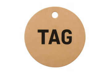 Round brown paper tag with custom text