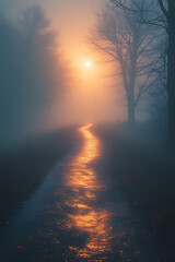 sunrise over the river