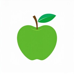 Fresh green apple with leaf isolated on white background, healthy fruit concept