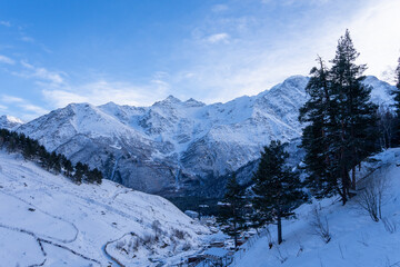 snow covered mountains