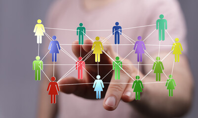 Abstract image representing a digital network connecting people, symbolizing community, teamwork,...
