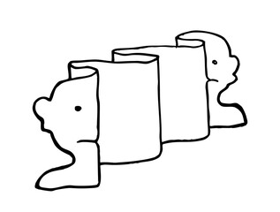 Faces, paper, continuous, profile, illusion, simple, abstract, line, heads, drawing, black and white, linked, repetitive, playful, flowing