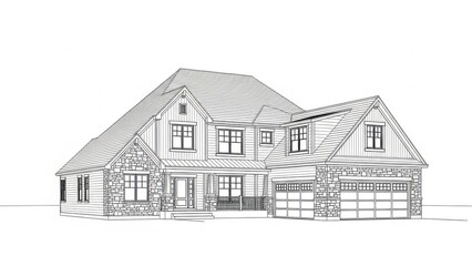 Modern two-story house with attached garage