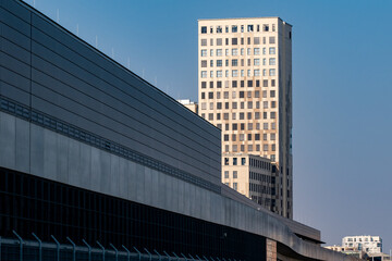 Obraz premium Wooden high-rise building in the Asperner Seestadt in Vienna